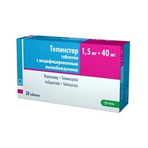 Телинстар Таблетки с модифицированным высвобождением 1,5 мг + 40 мг 30 шт КРКА