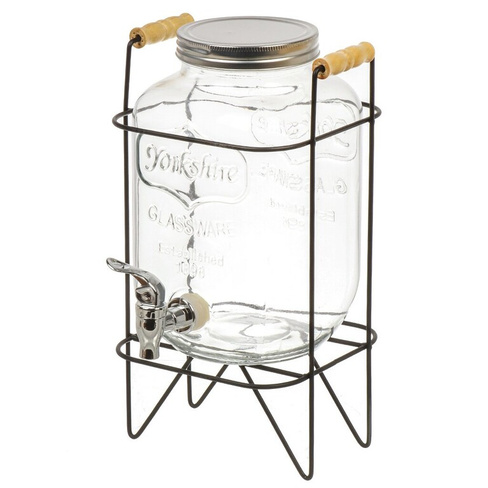 Лимонадница стекло, 4 л, с крышкой, B090058, прозрачная, с подставкой
