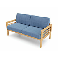 Дизайнерский трехместный садовый диван кушетка Soft Element Бергер Blue + nature подушки, скандинавский лофт, на кухню,
