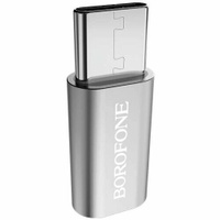 Адаптер USB2.0 Cm-microBf Borofone BV4 Silver насадка на microUSB кабель - серебристый, 2 штуки