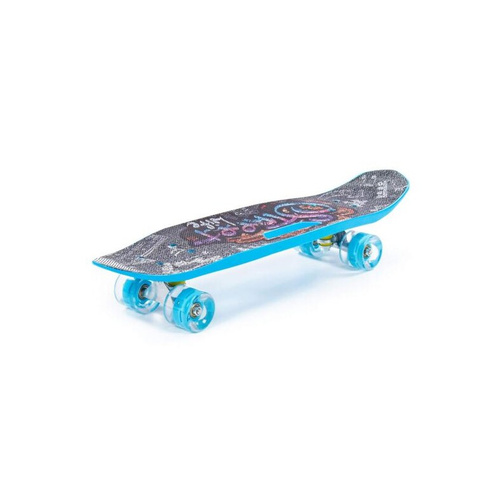 Скейтборд доска роликовая 65 см голубая с наклейкой и голубыми колёсами 89526 Полесье