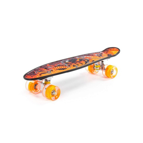 Скейтборд доска роликовая 56 см чёрная с наклейкой и оранжевыми колёсами 89601 Полесье