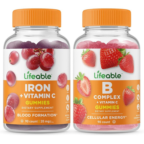 Набор витаминов Lifeable Iron With Vitamin C + B Complex, 2 предмета, 90 таблеток