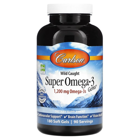 Омега-3 Carlson Wild Caught Super Gems 1200 мг, 180 капсул (600 мг на одну капсулу)