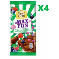 Шоколад Alpen Gold Max Fun малина-клубника-черника-смородина-карамель 150г 4 шт