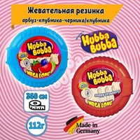 Жевательная резинка Hubba Bubba - арбуз-клубника-черника, клубника (2 шт по 56 гр), хуба буба Германия Wrigley