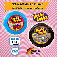 Жевательная резинка Hubba Bubba - кола, арбуз-черника-клубника (2 шт по 56 гр), Германия Wrigley