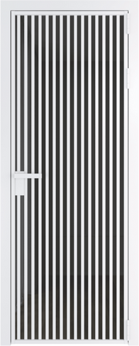 Межкомнатная дверь алюминиевая Серия 11AG, цвета вайт, черный, серебро, безопасное стекло 6 мм