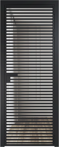 Межкомнатная дверь алюминиевая Серия 12AG, цвета вайт, черный, серебро, безопасное стекло 6 мм