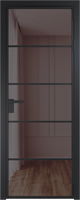 Межкомнатная дверь алюминиевая Серия 14AG, цвет вайт, черный, серебро, безопасное стекло 6 мм