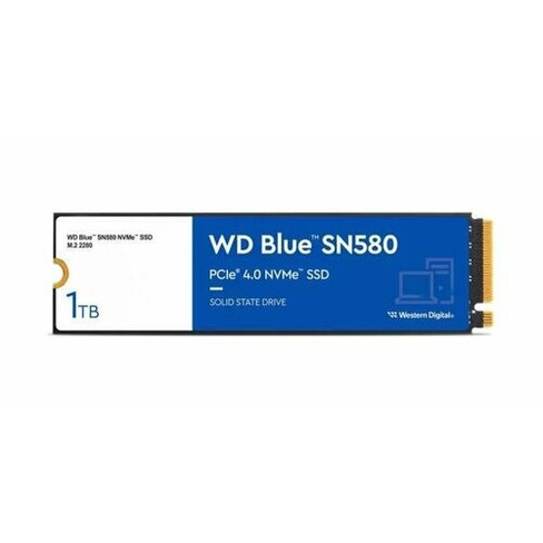 Твердотельный накопитель/ WD SSD Blue SN580 NVMe, 1000GB, M.2(22x80mm), NVMe, PCIe 3.0 x4, 3D TLC, R/W 3500/3000MB/s, IO