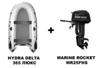 Лодка ПВХ HYDRA DELTA 365 ЛЮКС + 2х-тактный лодочный мотор MARINE ROCKET MR25FHS Hydra + Marine Rocket