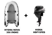 Лодка ПВХ HYDRA NOVA 350 «ЛЮКС» + 4х-тактный лодочный мотор HIDEA HDF15FES Hydra + Hidea