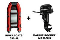 Лодка ПВХ RIVERBOATS 390 AL + 2х-тактный лодочный мотор MARINE ROCKET MR30FHS RiverBoats + Marine Rocket