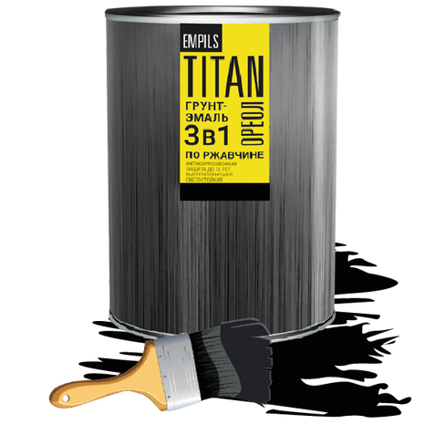 Грунт-эмаль по ржавчине Ореол Titan 0.9 кг RAL 9005 черный