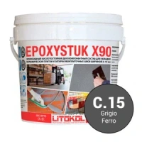 Затирка эпоксидная 2-компонентная кислотостойкая Litokol Epoxystuk X90, цвет С.15 Grigio Ferro (Серый), 10 кг, цена за 1