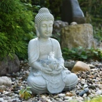Фигура для фонтана Heissner "Будда с серым цветком", 31 × 24 × 48 см (цвет песчаника), цена за 1 шт