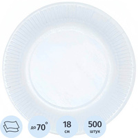 Тарелка одноразовая бумажная ламинированная 180 мм белая 500 штук в упаковке