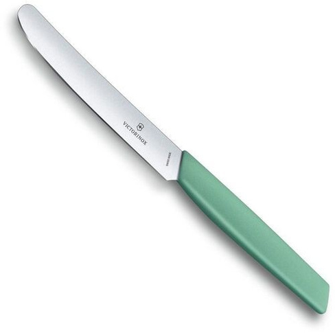 Нож кухонный Victorinox Swiss Modern, столовый, 110мм, заточка прямая, стальной, мятный [6.9006.1141]