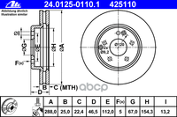 Диск Тормозной Передний Mb W210 2.0-3.0D Ate 24.0125-0110.1 Ate арт. 24.0125-0110.1 2 шт.