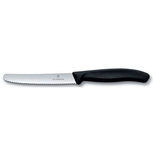 Нож кухонный Victorinox Swiss Classic, столовый, 110мм, заточка серрейтор, стальной, черный [6.7833]