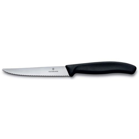 Нож кухонный Victorinox Swiss Classic, для стейка, 110мм, заточка серрейтор, стальной, черный [6.7233.20]