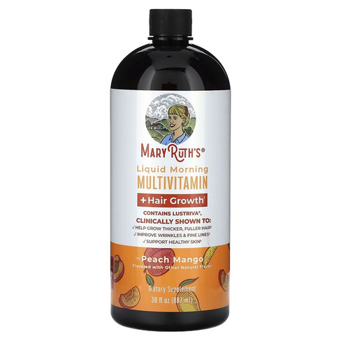 Жидкий утренний мультивитамин + персик и манго для роста волос, 30 жидких унций (887 мл) MaryRuth's