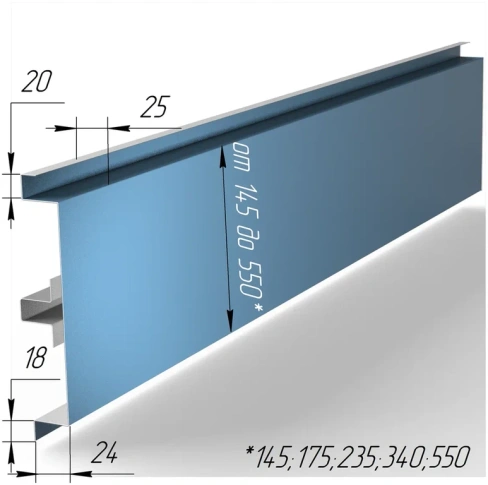 Линеарная панель с Рустом, цвет RAL6005, ширина рабочая 145 мм, покрытие Texture