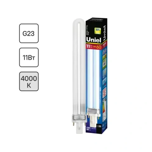 Лампа энергосберегающая Uniel дуга G23 11 Вт свет холодный белый UNIEL ESL-PL-11/4000/G23 Long картон