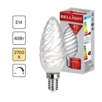 Лампа накаливания Belsvet свеча витая матовая E14 40 Вт свет тёплый белый BELLIGHT Лампа ДВМТ 230-40 Е14 BL