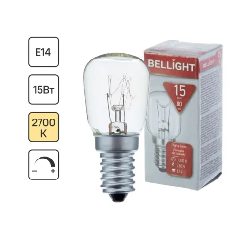 Лампа накаливания для холодильника Bellight E14 15 Вт свет тёплый белый BELLIGHT