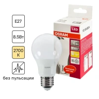 Лампа светодиодная Osram груша E27 8.5 Вт 806 Лм свет тёплый белый OSRAM None