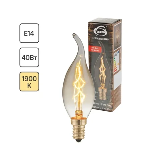 Лампа филаментная Elektrostandard «Эдисон E-C35T» E14 230 В 40 Вт свеча декоративная прозрачная 220 лм, тёплый белый све