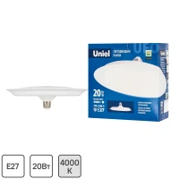 Лампа светодиодная Uniel UFO165 E27 220 В 20 Вт диск матовый 1600 лм холодный белый свет UNIEL None
