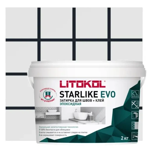 Затирка эпоксидная Litokol Starlike Evo S.145 цвет чёрный карбон 2 кг LITOKOL S.145 Starlike Evo