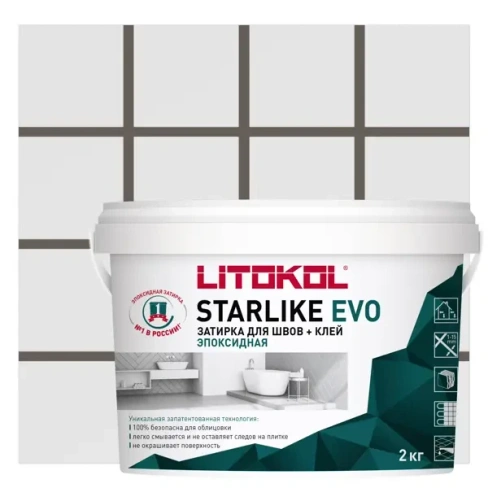 Затирка эпоксидная Litokol Starlike Evo S.232 цвет мокрый асфальт 2 кг LITOKOL S.232 Starlike Evo