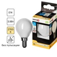 Лампа светодиодная Lexman E14 220-240 В 4 Вт шар матовая 400 лм теплый белый свет LEXMAN None