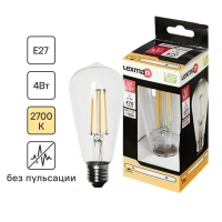 Лампа светодиодная Lexman E27 220-240 В 4 Вт эдисон прозрачная 470 лм теплый белый свет LEXMAN None