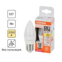 Лампа светодиодная Osram свеча 7Вт 600Лм E27 теплый белый свет OSRAM Лам LED OSRAM свеча 7Вт,600Лм,E27,2700