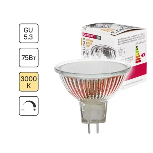 Лампа галогеновая Онлайт JCDR GU5.3 230 В 75 Вт спот 630 Лм теплый белый свет для диммера ОНЛАЙТ