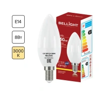 Лампа светодиодная Bellight E14 175-250 В 8 Вт свеча 750 лм теплый белый цвет света BELLIGHT 86170886