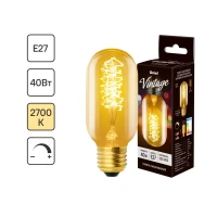 Лампа накаливания Uniel E27 230 В 40 Вт цилиндр 250 лм теплый белый цвет света для диммера UNIEL IL-V-L45A-40/GOLDEN/E27