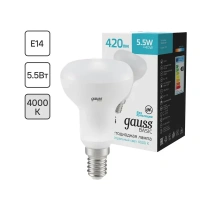 Лампа светодиодная Gauss R50 E14 170-240 В 5.5 Вт гриб матовая 420 лм нейтральный белый свет GAUSS None