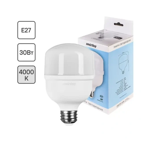 Лампа светодиодная SMARTBUY-HP-30W/4000/E27 E27 220-240 В 30 Вт цилиндр 2400 лм теплый белый цвет света Без бренда Лампа