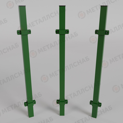 Столб для забора зеленый (RAL 6005) квадратный 3000 мм 100х100 мм