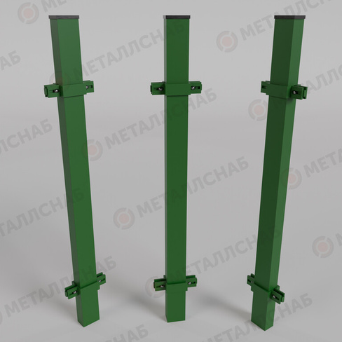 Столб для забора зеленый (RAL 6005) профильный 1000 мм 60х40 мм
