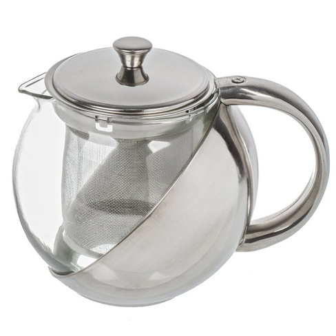Чайник заварочный нержавеющая сталь, стекло, 0.5 л, с ситечком, Mallony, Menta-500, 910109