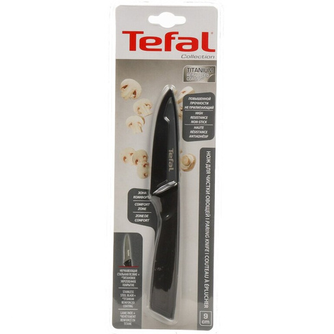 Нож кухонный Tefal, Collection, для овощей, нержавеющая сталь, 9 см, рукоятка пластик, K1560676
