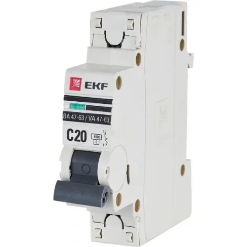 Автоматический выключатель EKF ВА47-63 1P C20 A 4.5 кА BA47-63