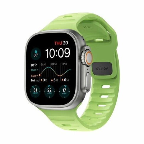 Ремешок Nomad Sport Band Glow 2.0 M/L для Apple Watch 49/45/44/42 мм (NM01580085) зеленый, светится в темноте